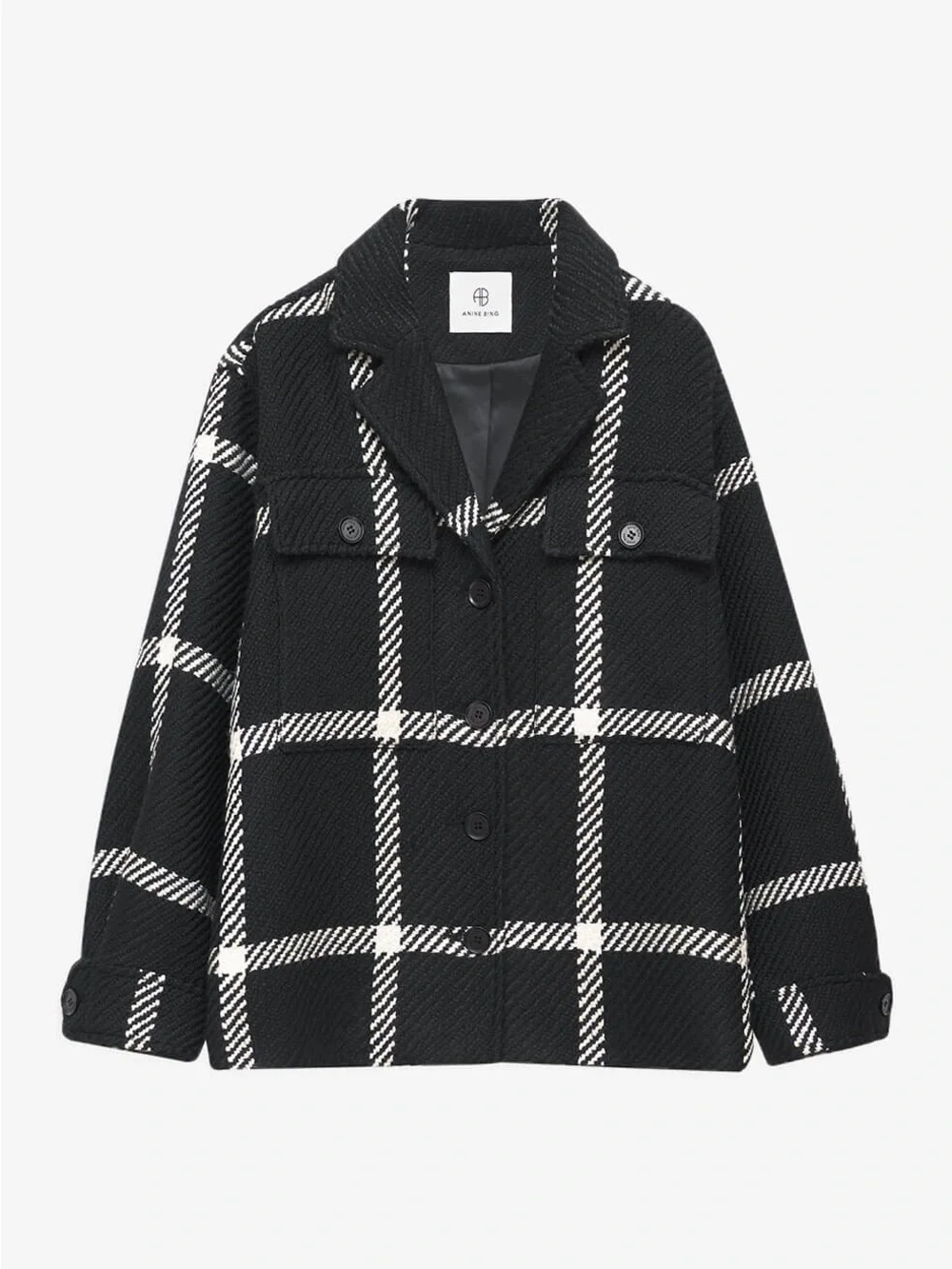 Anine Bing Black and White Windowpane Pea Coat - Picture 1 of 3